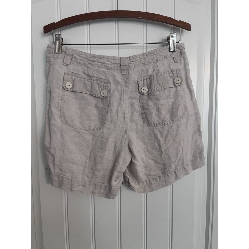 TALBOTS Womens 4 SHORTS Beige LINEN Drawstring Irish Linen 474 - Picture 4 of 6